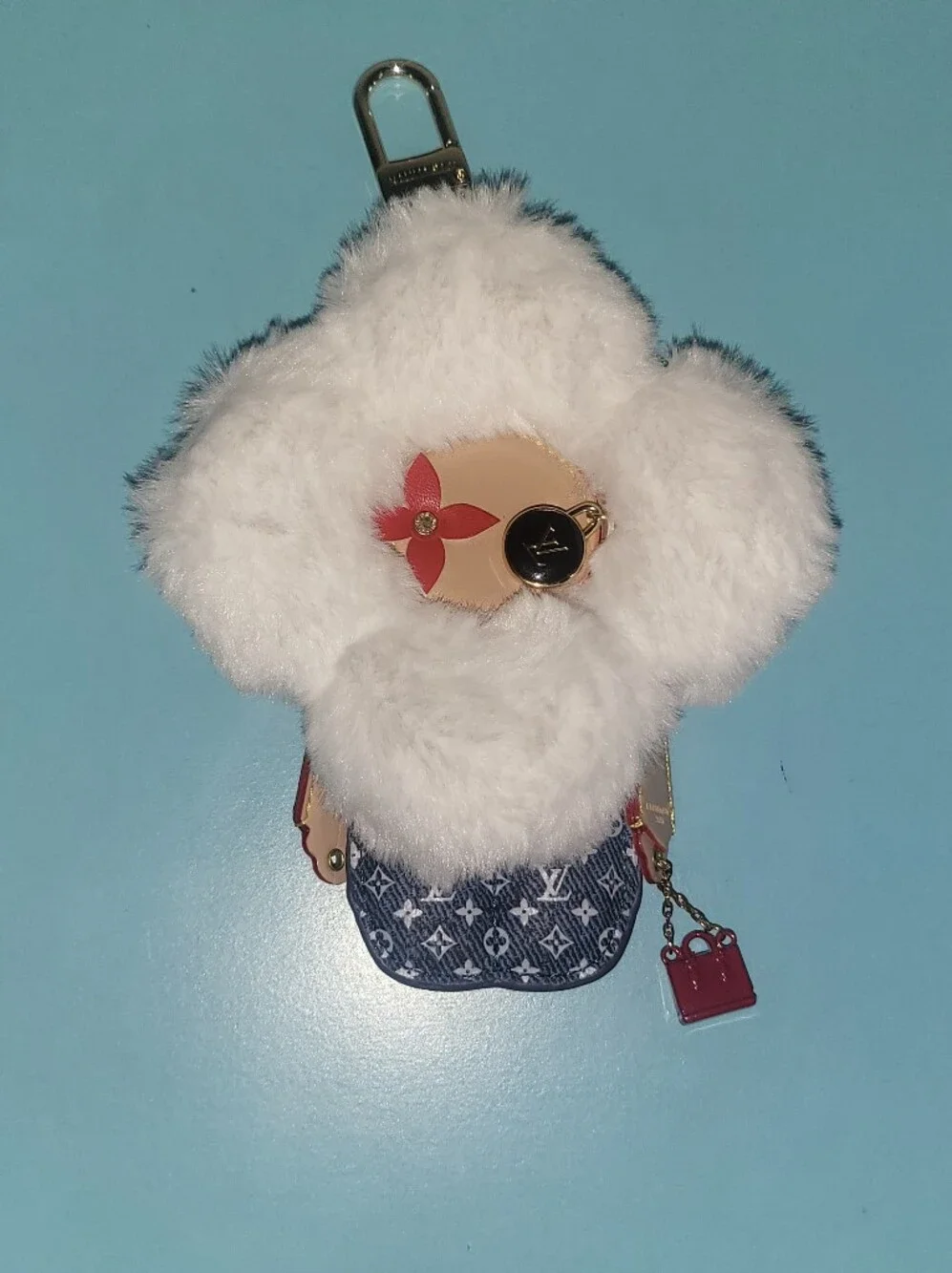 Luxury White Faux Fur Flower Crossbody Bag